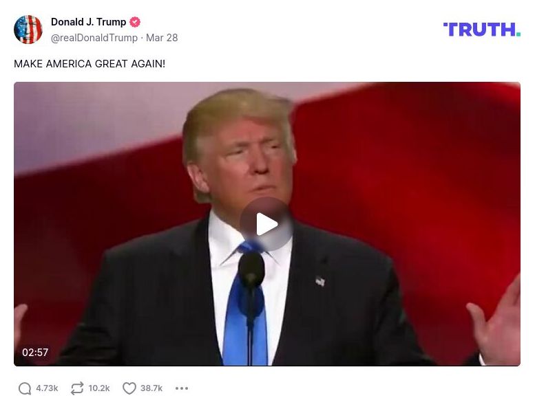 Post image from Donald Trump