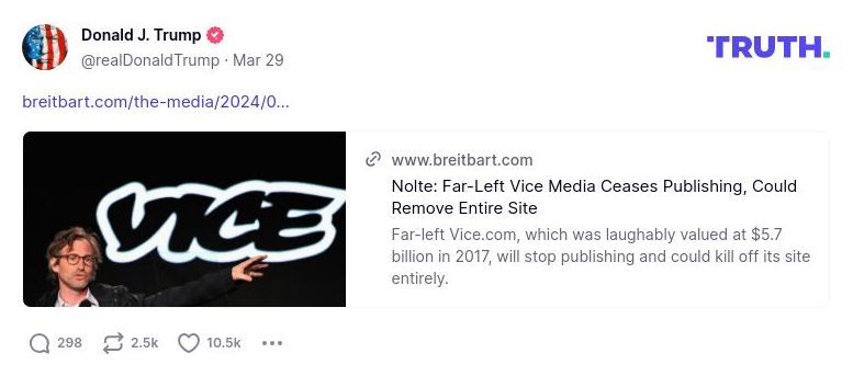 Post image from Donald Trump