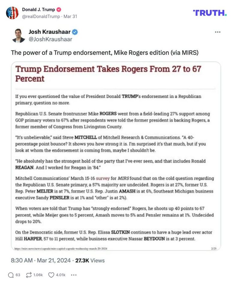 Post image from Donald Trump