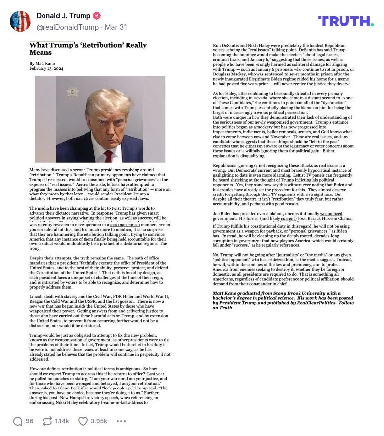 Post image from Donald Trump