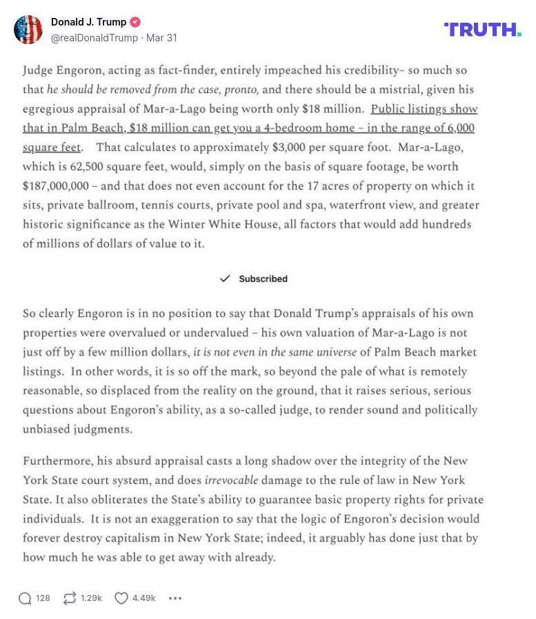 Post image from Donald Trump