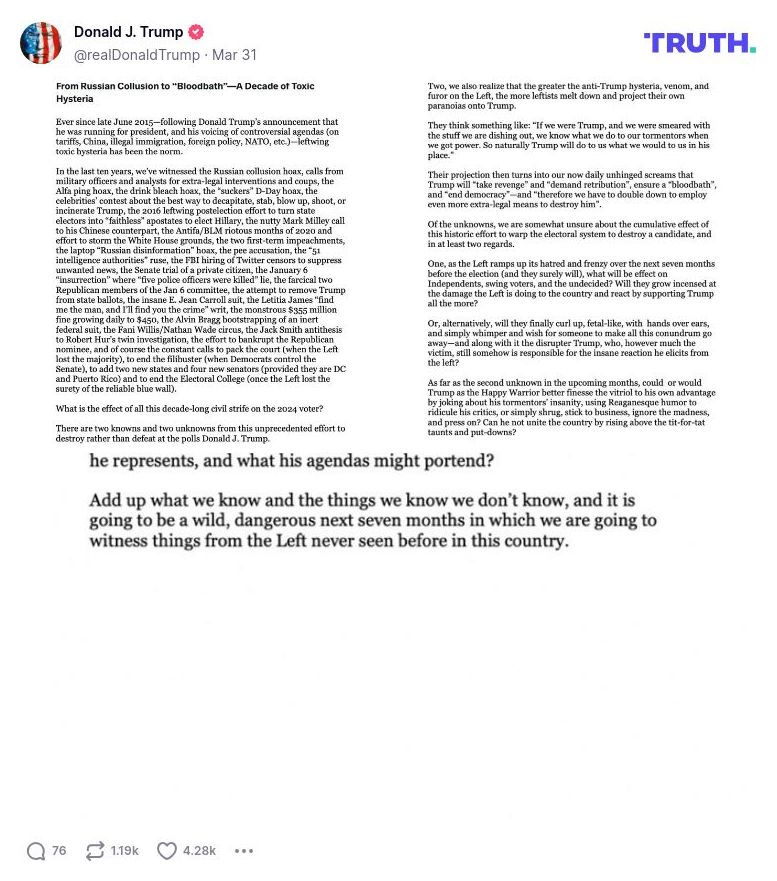 Post image from Donald Trump