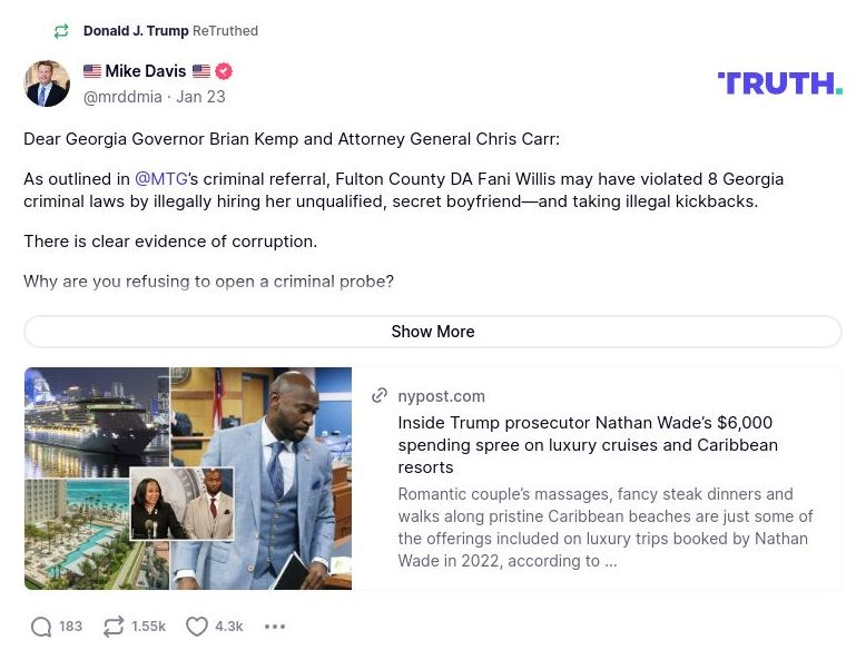 Post image from Donald Trump