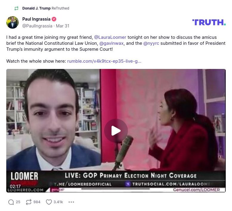 Post image from Donald Trump