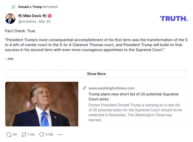 Post image from Donald Trump