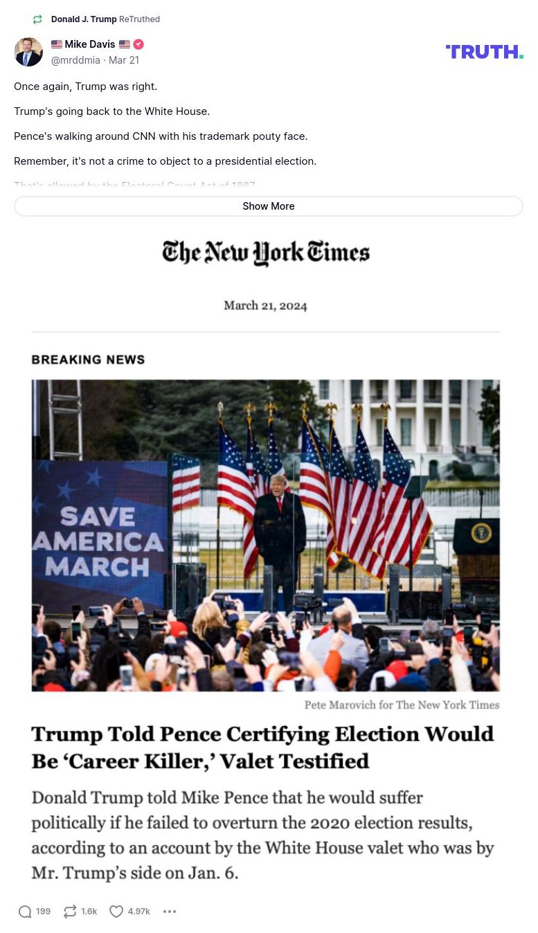 Post preview from Donald Trump