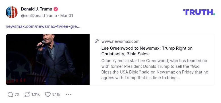 Post image from Donald Trump