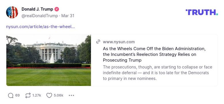 Post image from Donald Trump