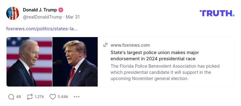 Post image from Donald Trump