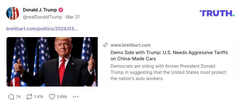 Post preview from Donald Trump