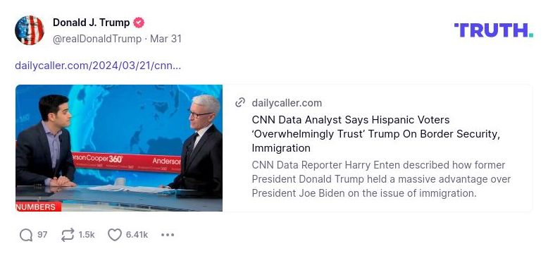 Post preview from Donald Trump