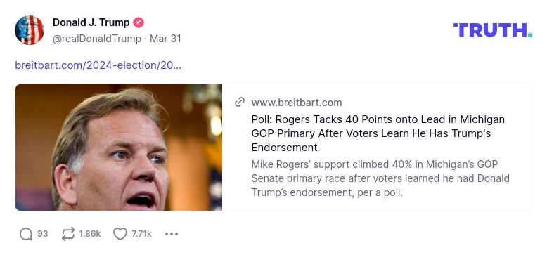 Post image from Donald Trump