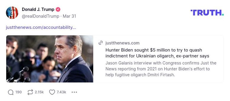 Post image from Donald Trump