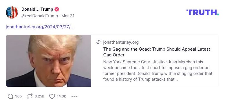 Post image from Donald Trump