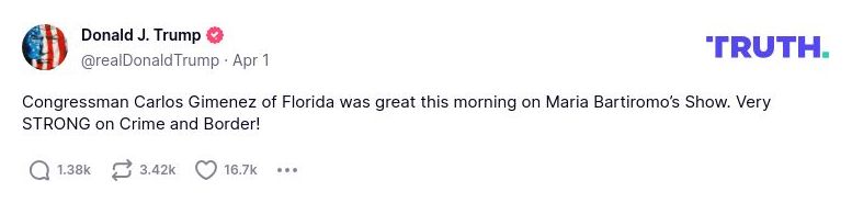 Post image from Donald Trump