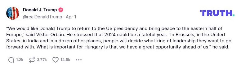 Post image from Donald Trump