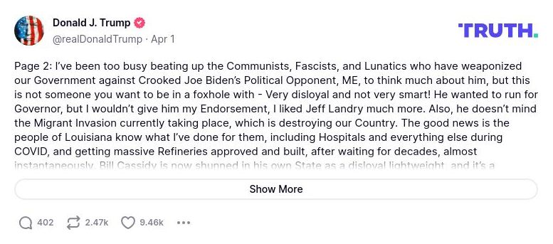 Post image from Donald Trump