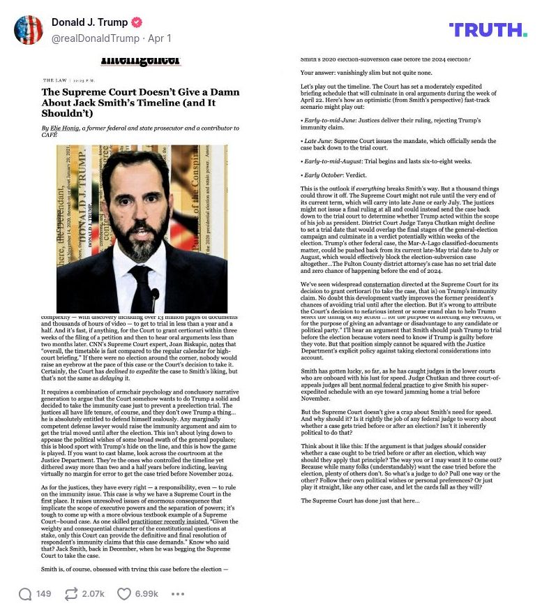 Post image from Donald Trump