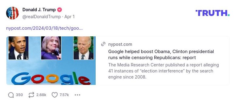 Post image from Donald Trump