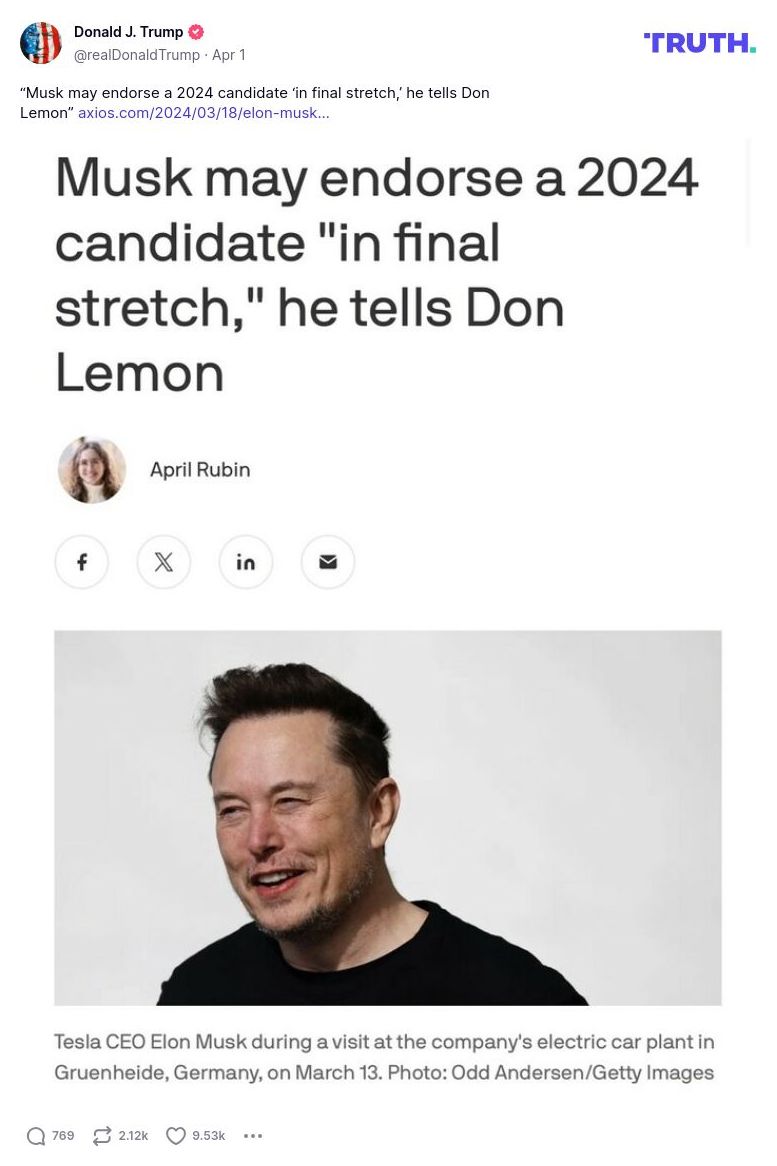 Post preview from Donald Trump