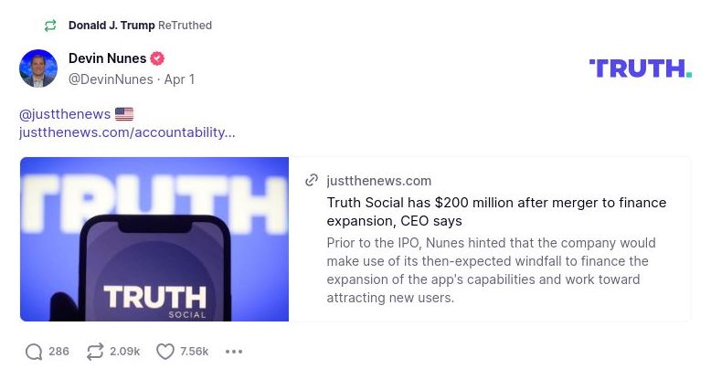 Post image from Donald Trump