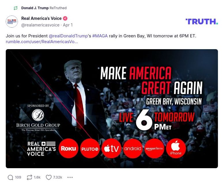 Post image from Donald Trump