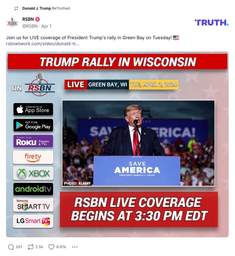 Post image from Donald Trump