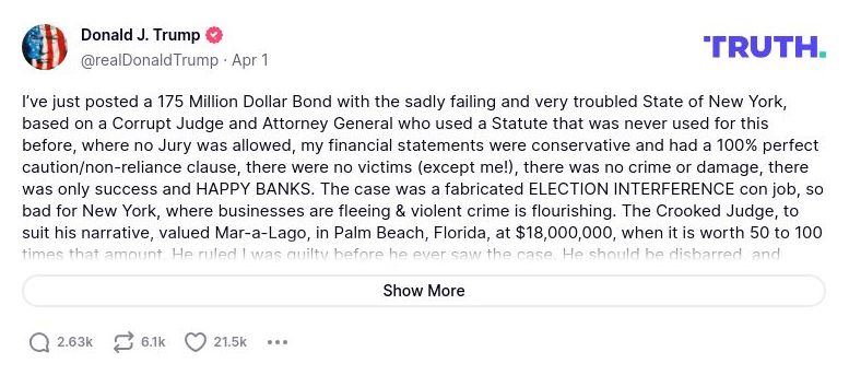 Post image from Donald Trump