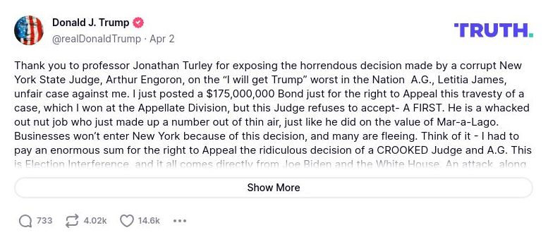 Post image from Donald Trump