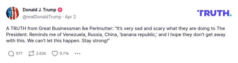 Post preview from Donald Trump