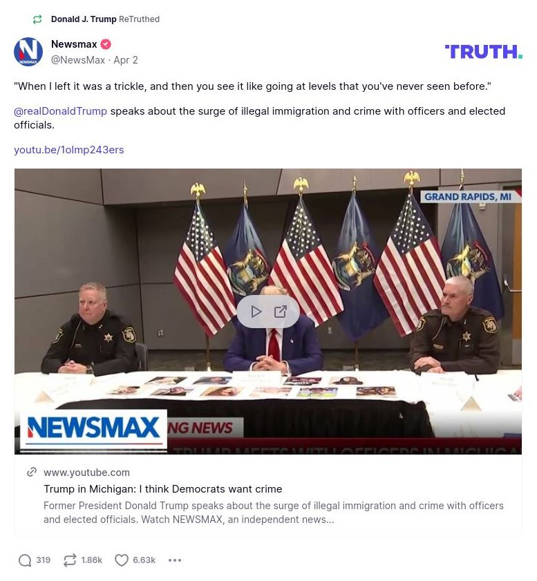 Post preview from Donald Trump