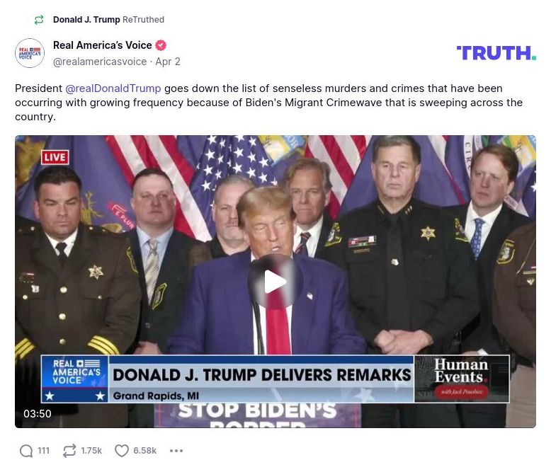 Post image from Donald Trump