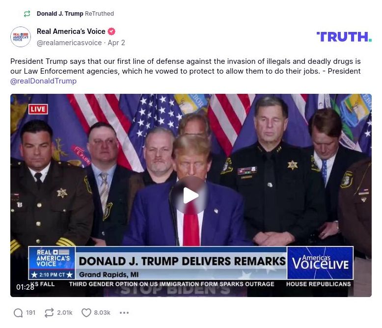 Post image from Donald Trump