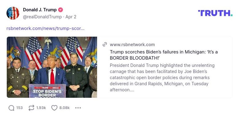 Post image from Donald Trump