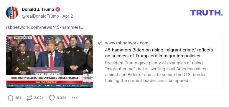 Post preview from Donald Trump