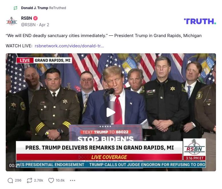 Post image from Donald Trump