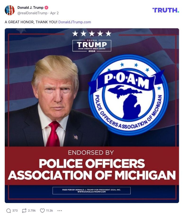 Post image from Donald Trump