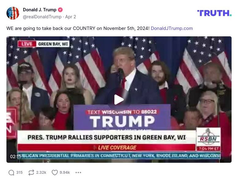 Post image from Donald Trump