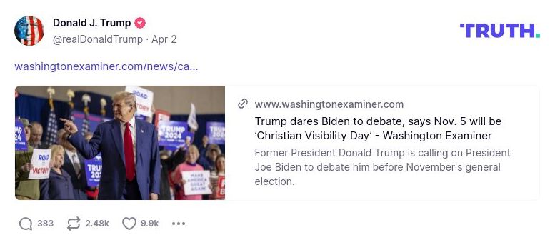 Post image from Donald Trump