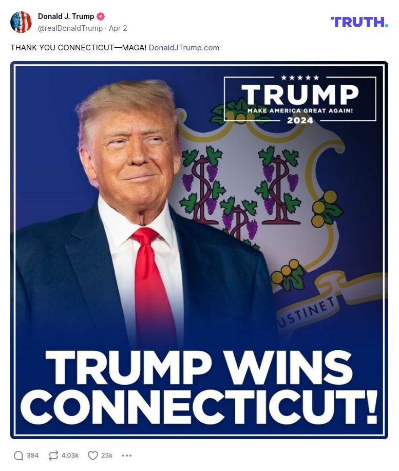 Post image from Donald Trump