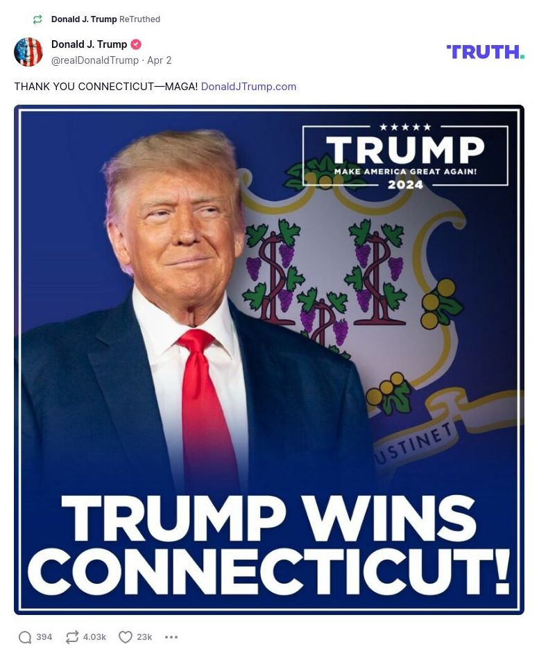 Post image from Donald Trump