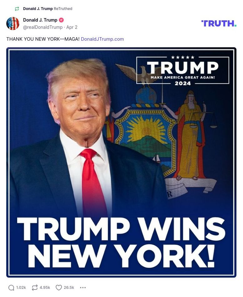 Post image from Donald Trump