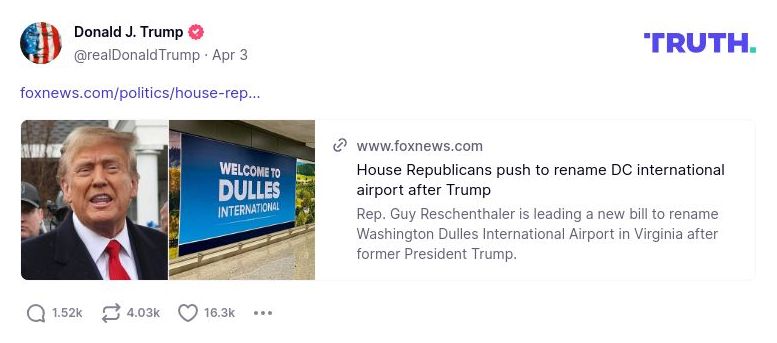 Post image from Donald Trump