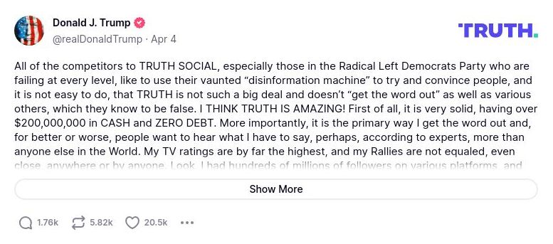 Post image from Donald Trump