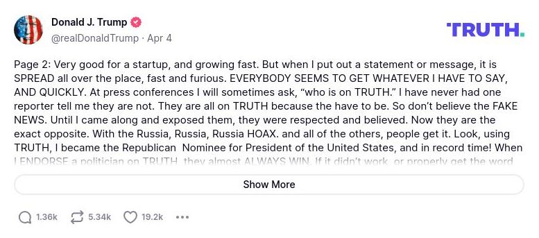 Post image from Donald Trump