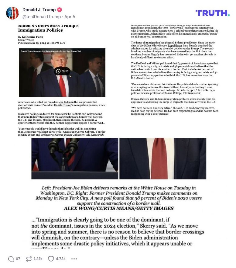 Post image from Donald Trump