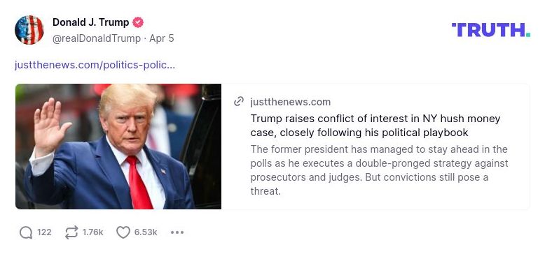 Post image from Donald Trump