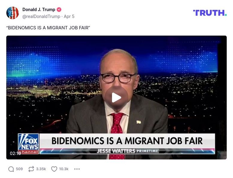 Post image from Donald Trump