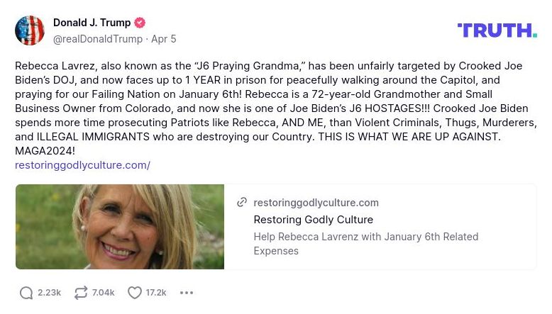 Post image from Donald Trump