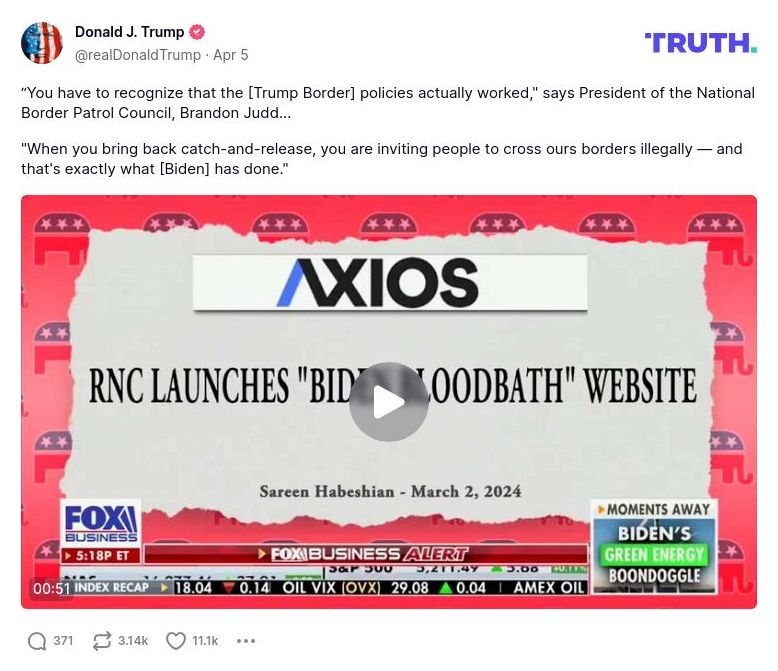 Post image from Donald Trump